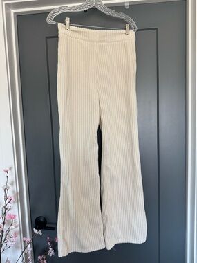 SHEIN Cream Ribbed Sherpa-Lined Knit Pants